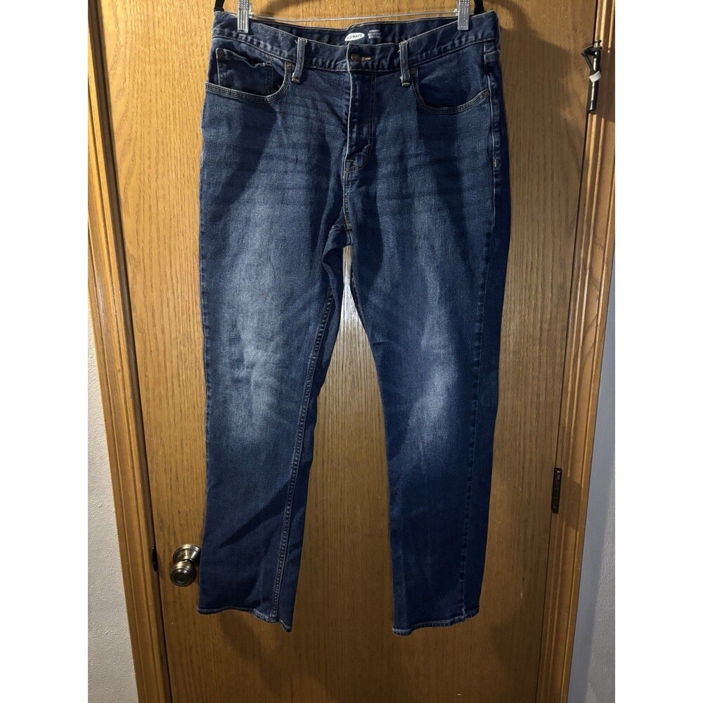 Old Navy Men’s Straight Leg Jeans 36x34 Dark Wash Built In Flex Denim